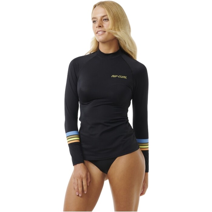 2024 Rip Curl Womens Tide Revival UPF Long Sleeve Rash Vest 171WRV - Black